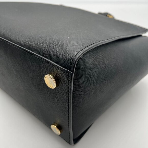 Michael Kors Black Saffiano Leather Selma Convertible Satchel Bag - Picture 7 of 11